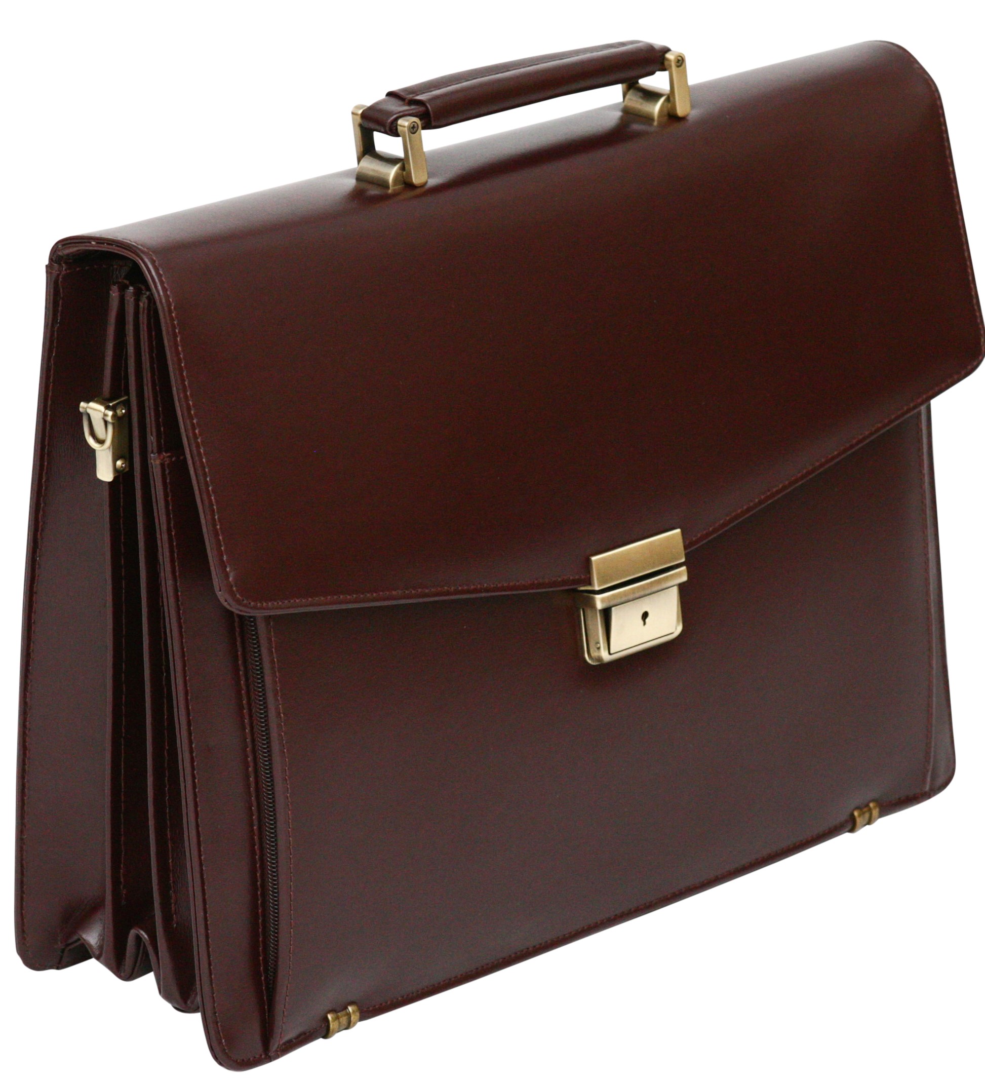 Bonded Leather Laptop Briefcase With Detachable Sleeve Business Bag